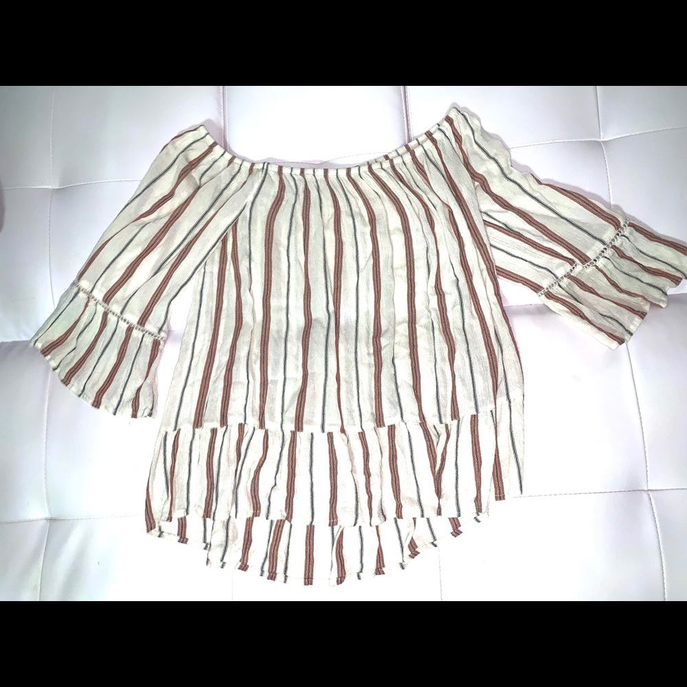 striped off the shoulder shirt